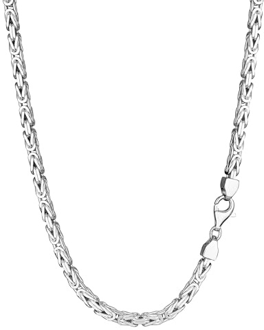 NKlaus Chaîne Royale 3,9mm Collier en argent 925 Sterling argent carré diamanté massif pour homme 80cm 3458