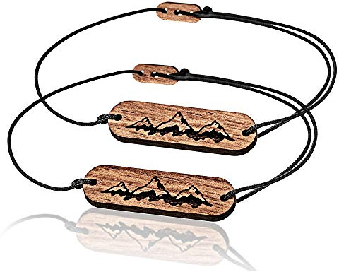 Skonida Design Freundschafts-Armband 2er Pack - für Kletterer und Bergsteiger - Holz-Schmuck für Damen und Herren in Geschenk-Box