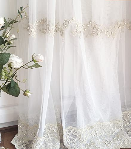 Lactraum Gardine Wohnzimmer Bestickt Luxus Vintage perlen H245 x B200 cm mit Universalband