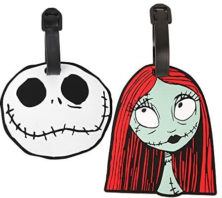 Disney Etiquetas para Equipaje de 2 Piezas, Color Blanco, Negro y Rojo, de Pesadilla Antes de Navidad, VT700762L.PH