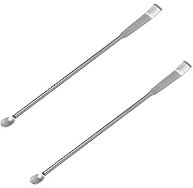 2 cucharas de reactivo de muestreo de micro laboratorio, 100 mm - 250 mm 304 acero inoxidable 2 en 1 espátula de mezcla de laboratorio de doble cabeza