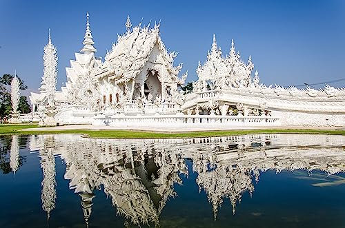 Holz-Bild 110 x 70 cm: Wat Rong Khun-Tempel in Chiang Rai, Thailand (25464671)