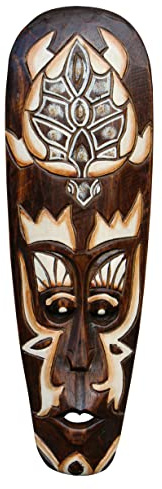Wogeka - Masque mural de tortues de 50 cm - Style ethnique africain en bois comme idée cadeau pour Noël, anniversaire, décoration - sculpture artisanale de Bali Maske59 (Maske59a)