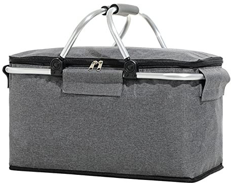 Kühltasche Einkaufskorb Faltbar mit Kühlfunktion, Große Isolierkorb Thermokorb Picknickkorb, Wasserdichter Kühltasche, Picknick/BBQs/Camping/Ausflügen/Einkaufen