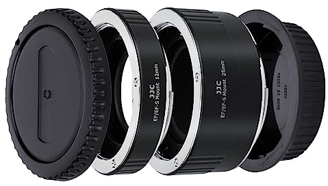 JJC 12mm/25mm AF Macro Extension Tube for Canon EF/EF-S DSLR & SLR | 2-pieces different length kit, Retains Autofocus & TTL auto exposure, Ideal for macro photography