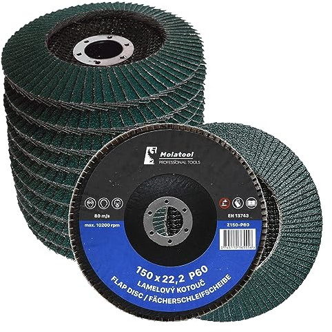 Molatool Profi Fächerscheibe VSM Zirkon 150 x 22,2 Körnung 60 für Stahl - präzises Schleifen Lamellenscheiben 5 Stück Schleifmopteller/Fächerschleifscheiben/Schleifscheiben 150mm Winkelschleifer