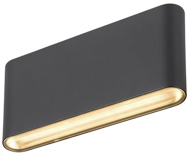 SLV OVAL 18 UP/DOWN | Wandaufbauleuchte, Außenleuchte, Außenbeleuchtung von Wänden und Hauseingang | 2700/3000K, 10W, schwarz