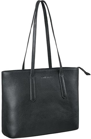 STILORD 'Harmony' Vintage Handtasche Damen Mittelgroß Leder Shopper Schultertasche Laptoptasche 13,3 Zoll Arbeitstasche Damen-Umhängetaschen Tote Bag Echtleder, Farbe:schwarz