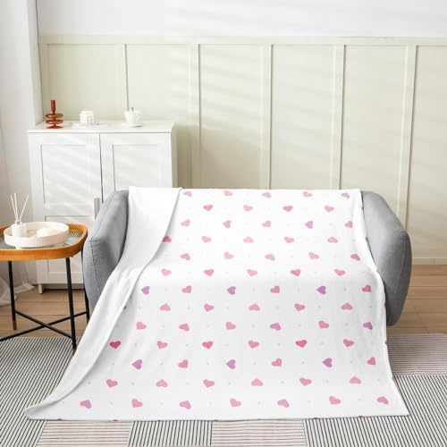 Kuscheldecke Flauschig Rosa Herz 3D Decke 130x150 Niedlich Wohndecke Mädchen Weich und Warme Flanell Fleecedecke für Sofadecke Couchdecke Tagesdecke m10845