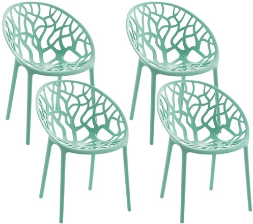 CLP Gartenstühle 4er Set stapelbar wetterfest Hope, Gartensessel mit Lehnen UV-beständig, Outdoorstühle aus Kunststoff bis 150 kg belastbar, Farbe hellgrün
