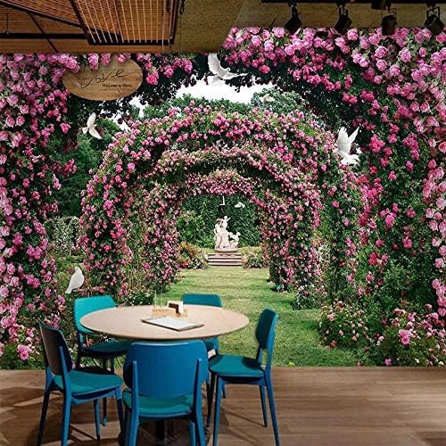 Romantische Blühende Rebe Mit Rosa Blüten? Taube Blume Garten Landschaft Wandbild Großes Wandbild Kaffee Resta 3D Tapete Effekt Tv Sofa Die Fototapete Wandbild Wohnzimmer Schlafzimmer-430cm×300cm