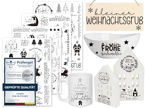 Sugeru Rub On Sticker - 4PCS Set | Sprüche Deko für Geburtstag, Raysin Keraflott, Silikonformen Gießformen, Hochzeit, Familie Folie für Möbel, Glas, Holz, Fotoalbum, Aufkleber Aesthetic (Weihn I)