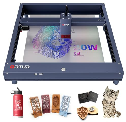 ORTUR H10 20W Lasergravierer Lasercutter mit Air‑Assist‑Pumpe, APP‑Steuerung, vormontiert, 300×300 mm Arbeitsbereich, sichere DIY‑Maschine für Heim‑ und Werkstattprojekte
