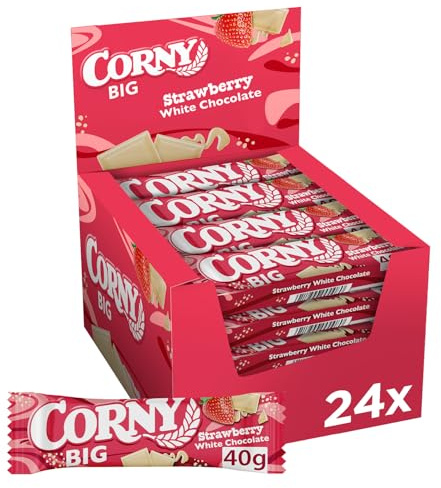 Müsliriegel | Corny Big| Strawberry White Chocolate | Erdbeere mit weißer Schokolade | Großpackung 24x40g