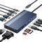 USB C Docking Station Dual HDMI Monitor, Laptop Docking Station 3 Monitors, 2 * 4K60 HDMI+1080p VGA+100W PD+Ethernet+3 USBC 10Gbps+SD/TF+Audio Adapter, USB C Hub para DELL/Lenovo/HP/ThinkPad