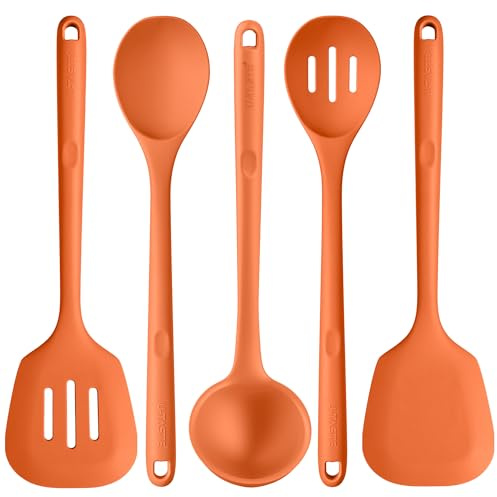 U-Taste 5 Pz Utensili cucina silicone lunghi, resistente a 315°C, Arancione | Accessori per uso alimentare, Spatole, cucchiai da cucina e mestolo in antiaderente