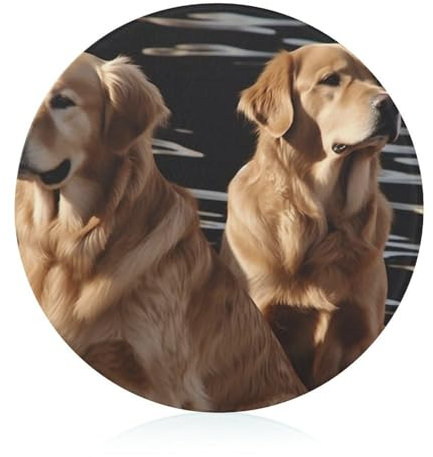 Golden Retrievers Schneidebrett für Küche, rundes Muster, Schneideblock aus gehärtetem Glas, rutschfestes Glasschneidebrett, personalisierte Schneidematten für Zuhause