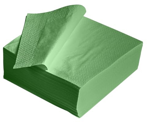 100PK Green Paper Serviettes Soft Napkins 33x33cm 2PLY Kitchen Tissue Paper Disposable Tableware Parties Events Hotel Catering