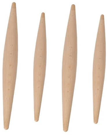 PAMINGONO 4 Stück Nudelholz Aus Buchenholz Glatte Teigroller Für Kuchen Und Pasta Rutschfestes Handgriff Design Für Teigtaschen Und Pizzateig