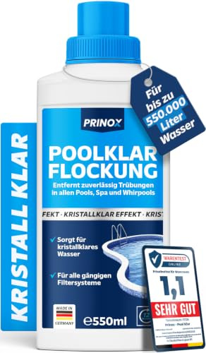 PRINOX Poolklar 550ml - Flockungsmittel Pool flüssig hochkonzentriert für 550.000l Poolwasser - Trübungsentferner für Sandfilter, Kartuschenfilter & Filterbälle - auch Spa & Whirlpool