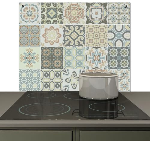 KitchenYeah© Spritzschutz Küchenrückwand Vinyl Küche Wand Deko Küchenwand | 60x52 cm - Rückwand, Ceranfeld Abdeckplatte Muster - Fliese - Mosaik