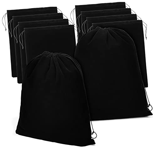 Baluue 10pièces Lot De Pochettes De Rangement Velours Noir Sacs à Cordon De Capacité Importante Pour Petits Objets Et Cadeaux Pochettes Pratiques Pour Bijoux Et Festival