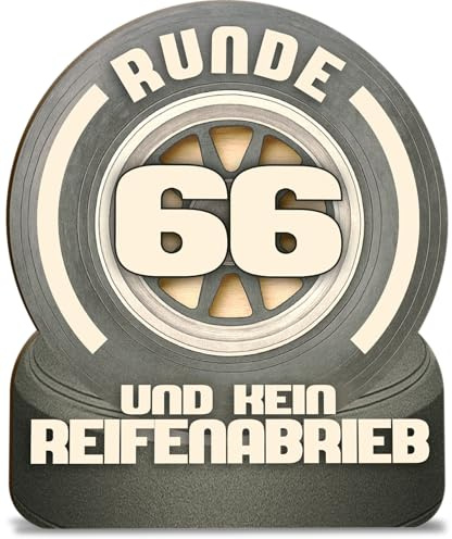 66 Geburtstag Mann Karte Reifen 66 Geburtstag Holzkarte - Geburtstagskarte mit Umschlag - hochwertige Reifen-Geburtstagskarte für Erwachsene, schön gestalteter Gruß zum Ehrentag, Grußkarte zum