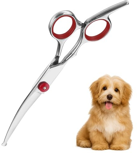 Tijeras de aseo para perros profesionales,aseo curvo para perros y gatos para mascotas con punta redonda de seguridad para patas, cara, cuerpo, otros