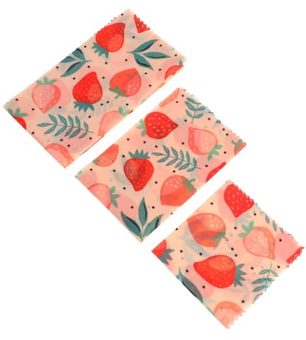 PACKOVE 3 pièces Film Alimentaire Réutilisable Coton Bio avec Cire Abeille Tissu de Conservation Écologique pour Cuisine Maison Restaurant Protection Fraîcheur Fruits Fromages Snacks