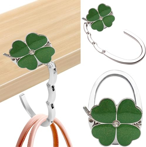 Taschenhalter für Tisch, Faltbare Antirutsch Tisch Handtaschenhalter Haken, Taschenhaken für Tisch, Handtaschenhalter für Tisch Metall Taschenaufhänger für Schreibtisch, Büro, Restaurant, Bar(Grün)