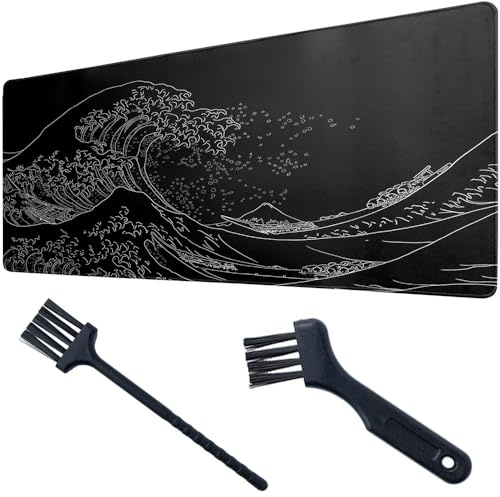 Mis.Moon Grand tapis de souris de jeu en silicone noir, 30*80cm, antidérapant et lavable
