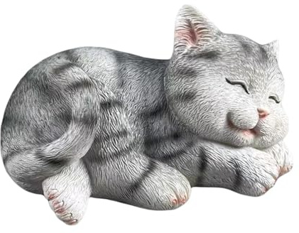 FewNvWa Statua di Gatto, Scultura Decorativa, Ornamento Animale, Figura in Resina, Artigianato Creativo, Adatta per Decorare Scrivania, Tavolo, Inter, Grigio