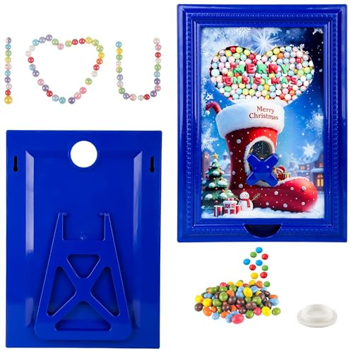 Artévita Bilderrahmen Süßigkeitenspender - Wandmontierter oder Tisch-Ständer Candy Dispenser Automat für Home Office, Dekorative Süßigkeiten Spender mit Schneller Verteilung (Weihnachtsstiefel, Blau)