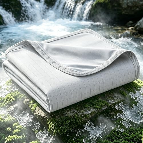 EMME Breathable Cooling Blankets for Hot Sleepers, Summer Blanket Twin/Full Size for Bed, Thin Light Throw Blanket for Couch Sofa, Double-Sided Keep Body Cool, Cold Blankets Night Sweats Light Grey
