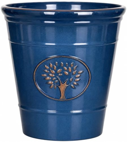 Heritage Tree Garden Pot – Decorative Tree of Life Indoor/Outdoor Planter, Large Lightweight Frost Proof & UV Resistant Plant Pot for Patio, Garden. (Blue, 13 Litre)