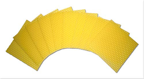 dakamilech 10 Stück Bienenwachsplatten, Bienenwachs für Kerzen zum Kerzenrollen und Basteln (100 x 100 mm, Gelb)