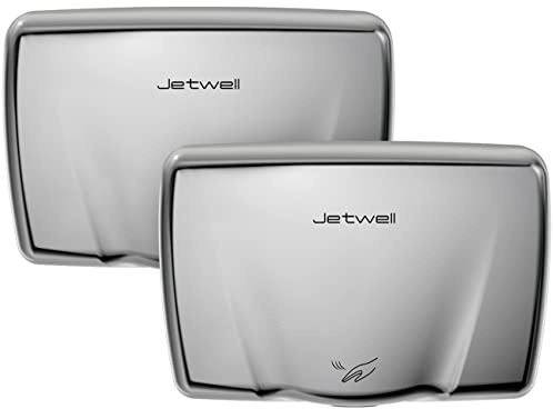 JETWELL 2Pack Compact Hand Dryer for Commercial Bathrooms, Stainless Steel Cover High Speed Automatic Warm Wind with Heating Switch, AC110V-130V