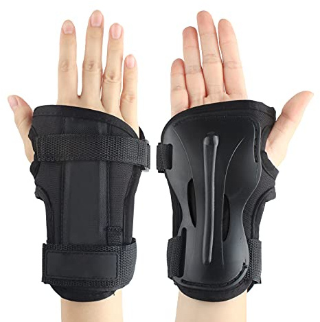 Andux - Guanti da sci estesi con palmo del polso, protezione per pattinaggio a rotelle, guanti da skateboard regolabili, supporto HXHW-04 (L)