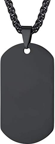 PROSTEEL Herren Halskette schwarz Edelstahl Militärische Erkennungsmarke 60cm verstellbar Weizenkette mit Dog Tag Anhänger Modeschmuck für Männer Jungen