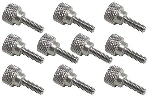10 Pack 8-32 x 1/2 Inch Threads 303 Stainless Steel Diamond Knurled Thumb Screws Knobs with Straight Shoulders Right-Hand Threads SAE Flat Tip Uncoated