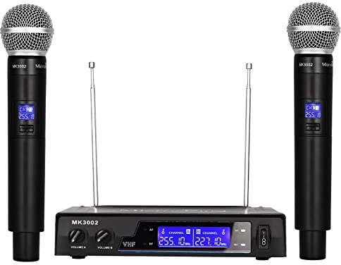 MicrocKing Wireless Microphone System Dynamic Handheld Microphones,150 Ft Operating Range,16 Hours Continuous Use,Ideal for Karaoke, Party, DJ, Church, Wedding, Indoor/Outdoor Activities