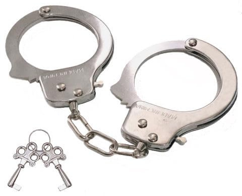 Metal Handcuffs with Keys for Cosplay Police, silver Handcuffs Prop Dress Ball Party Cosplay for Kids (silver, L)