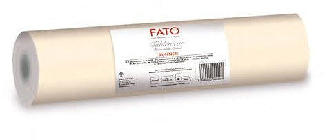 FATO - Runner da Tavola, Effetto Tessuto, Dimensione 0.4x24 m, Pretagliato ogni 1.20 m, Confezione da 20 Runner, Carta a secco, Airliad, Alta Qualità, Colore Ivory