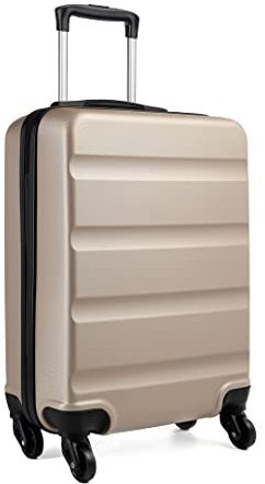 KONO Hartschalenkoffer Klein Koffer Handgepäck Leicht Reisekoffer mit Rollen und TSA Schloss, Kleiner Koffer Handgepäck Flugzeug 55x38x20cm (Handgepäckkoffer, Gold)