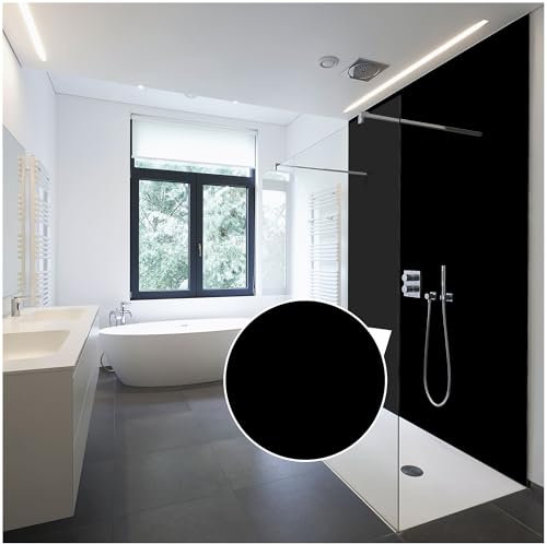WALLando Premium Duschrückwand, individueller Größenzuschnitt – Einfach zu montierende Wandverkleidung für Dusche & Bad – Hochwertige PVC-Duschwand, einfarbig & seidenmatt – Schwarz