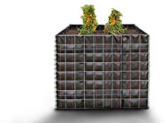 GABIONA - Bancal alto (largo x alto x ancho): 100 x 80 x 100 cm - Cesta de alambre cuadrada y galvanizada con fieltro como macetero para el jardín - Fácil montaje