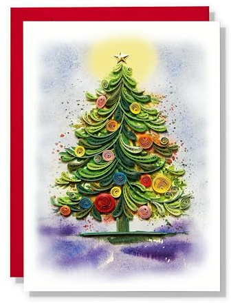 TUMYBee Christmas Tree Snowman Funny Christmas Card, Xmas Card, Greeting Card, Handmade 3D Quilling Card for Love Friend Mom on Christmas, Thanks Giving, Postcard with Envelop (Christmas Tree)