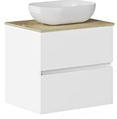 Baikal Conjunto de Mueble de baño Duo, Incluye Lavabo. Mueble Suspendido en Pared con Lavabo cerámico. Varios Acabados y Medidas. Mueble MONTADO.