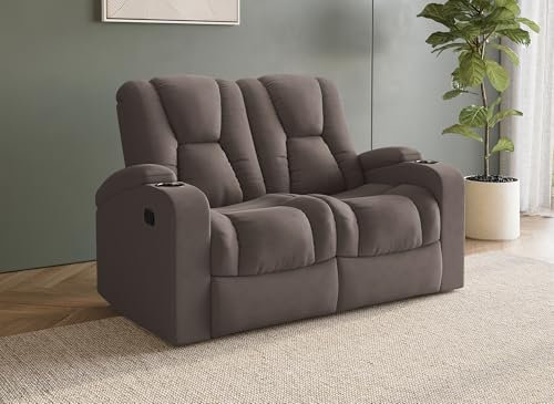 DecoInParis Canapé 2 Places Relax en Tissu Microfibre Marron Clarence