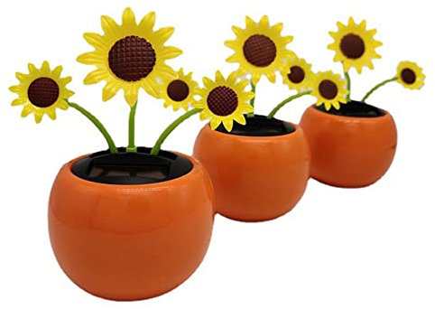 Solar Tanzfigur Spielzeug,Asudaro Niedliche Auto Armaturenbrett Ornament Tanzblumen Cartoon Tanzspielzeug Auto Dekoration Solarbetriebene Wackelfigur Auto Schreibtisch Dekoration Innenausstattung Gelb